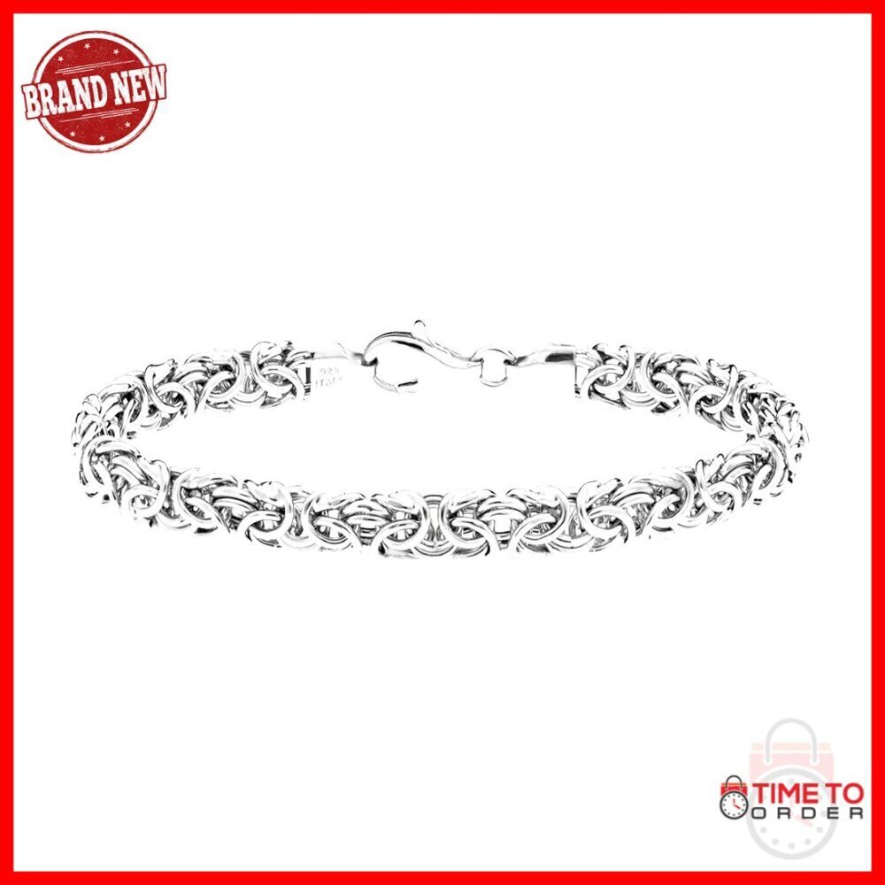 Handmade Sterling Silver Byzantine Bracelet Elegant Italian Classic Jewelry